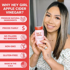 Hey Girl Nutrition vegan ACV capsules highlighting cayenne pepper ingredient.