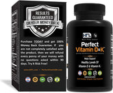 HFL Perfect Vitamin D&K bottle closeup showing 2x absorbable formula.