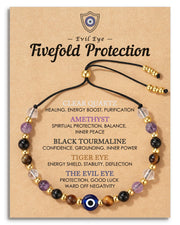 HGDEER evil eye bracelet with crystal beads for protection and positive vibes during daily wear.