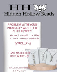 Hidden Hollow Beads 34-inch lanyard in black lava design with ID badge at the office