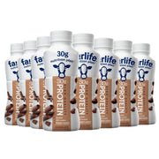 High Protein Chocolate Shake bottle pour for on-the-go nutrition.