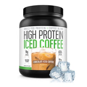 High Protein Coffee chocolate iced coffee bottle pour offers quick, protein-rich refreshment.