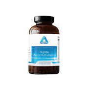 HighBe Men's Multivitamin bottle label showcasing vegan, clinically formulated support for daily wellness.