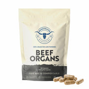 Higher Healths Beef Organs bottle close-up with 180 capsules for daily nutrition