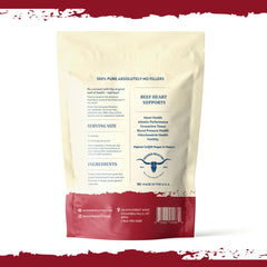 Closeup of Higher Healths beef heart capsules showing compact, nutrient-dense form