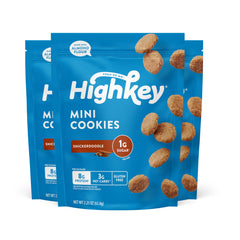 HIGHKEY Snickerdoodle 3-pack display shows a convenient keto-friendly snack.