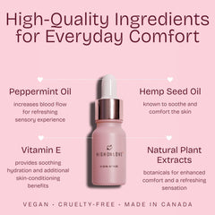 Elegant 10 ml HIGHONLOVE O Oil bottle with discreet pink labeling