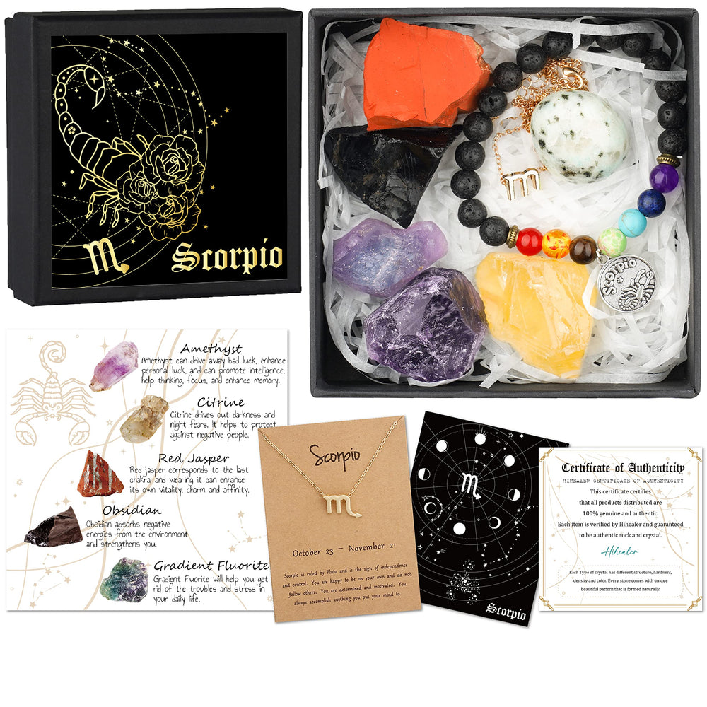 Hihealer Scorpio zodiac gift box with premium packaging for special occasions.