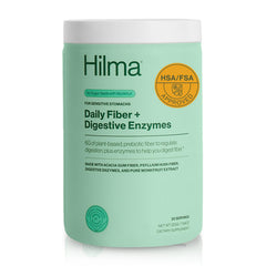 Hilma Daily Fiber with digestive enzymes powder and scoop for easy mixing