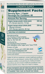 Himalaya Bacopa Monnieri bottle label highlights organic and non-GMO credentials