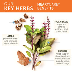 Himalaya HeartCare ingredients Arjuna and Tulsi emphasize traditional balance for relaxation.