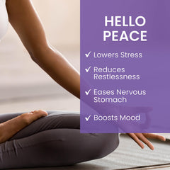 Himalaya Hello Peace vegan, non-GMO, gluten-free label signals clean nutrition.