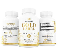 Close-up of Hinterland Verlag Gold Label softgels showing smooth texture