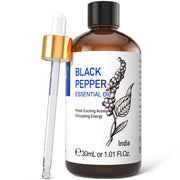 HIQILI Black Pepper Essential Oil bottle for pure aroma and diffusion.