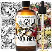 HIQILI For Her fragrance oil bottle pour showcases the refined woody floral scent for DIY projects.