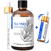 HIQILI Tea Tree Oil bottle pour for easy daily use and refreshing aroma.
