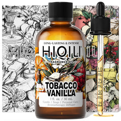 HIQILI Tobacco Vanilla diffuser bottle showing a warm, long-lasting aroma ideal for living spaces.