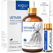 HIQILI Vetiver essential oil bottle highlighting pure aroma ideal for diffusers