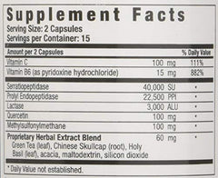 Histame ingredients label detailing enzyme blend and DAO support
