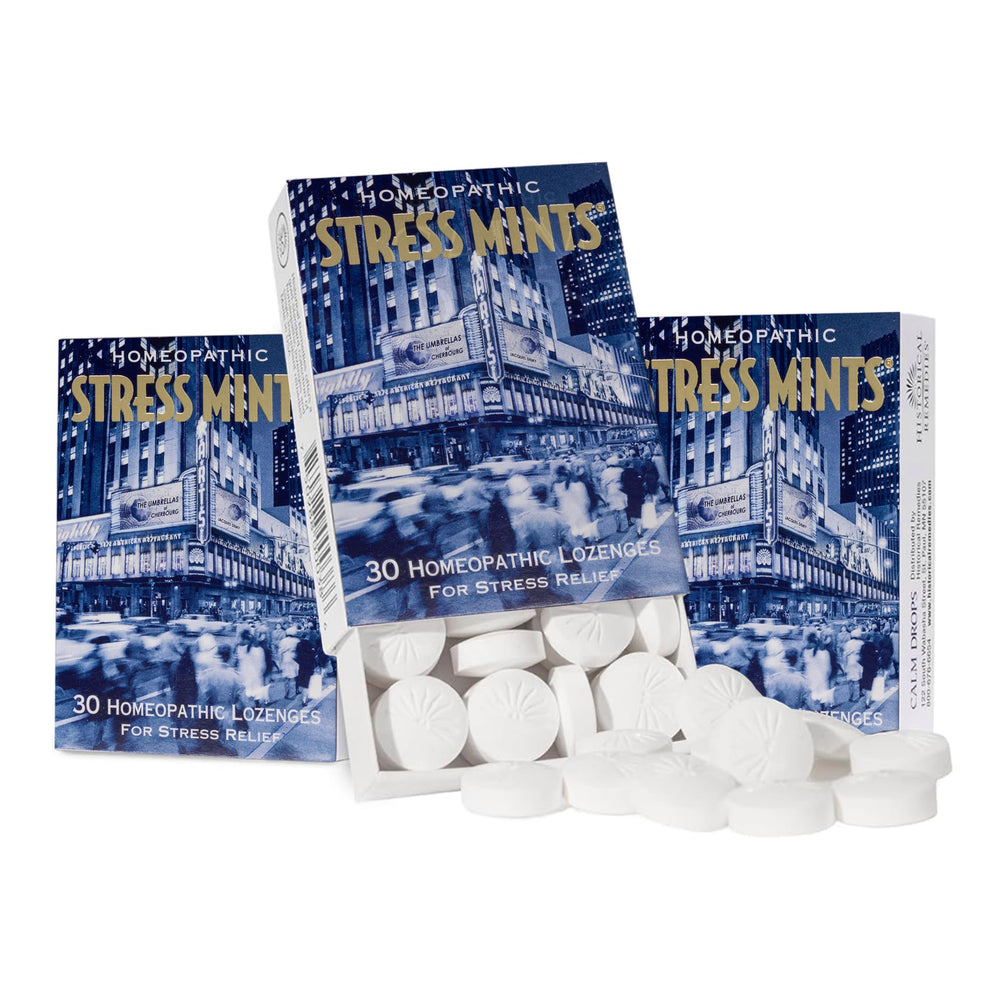 Historical Remedies Stress Mints 3-pack front view for on-the-go calm and digestion.