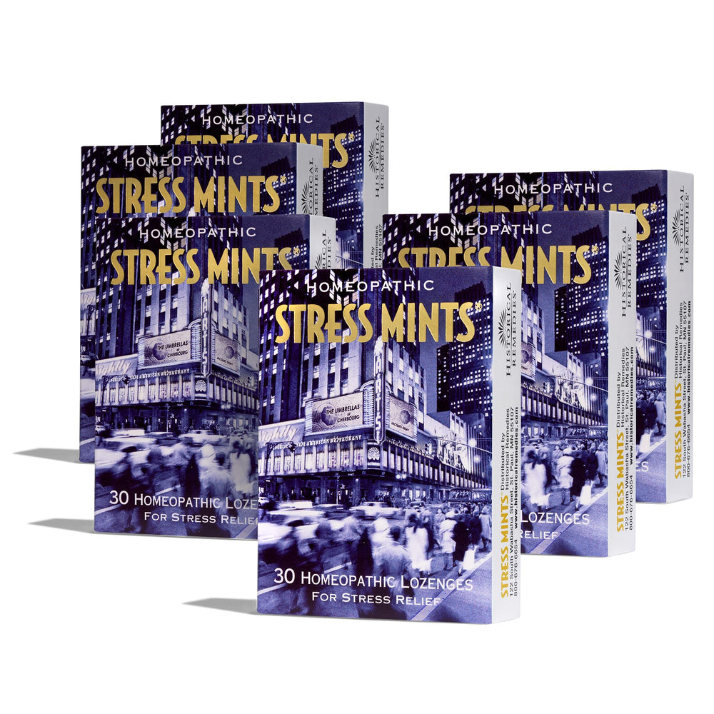 Historical Remedies Stress Mints slipcase for on-the-go calm and digestion support.