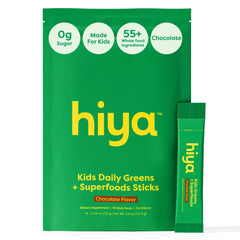 HIYA Kids Greens Powder Sticks chocolate bottle for daily nutrition