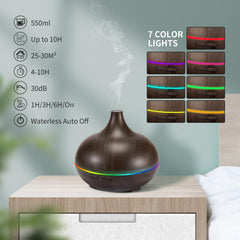 HLS diffuser showing warm ambient night light in a bedroom