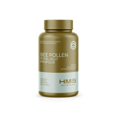 HMS Nutrition Premium Bee Pollen bottle front promotes daily wellness.