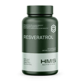 HMS Nutrition Resveratrol bottle front highlighting antioxidant support and high potency formula.