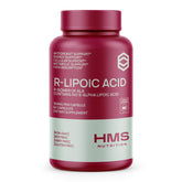 The HMS Nutrition Stabilized R-Lipoic Acid 300mg bottle front highlights a trusted antioxidant capsule.