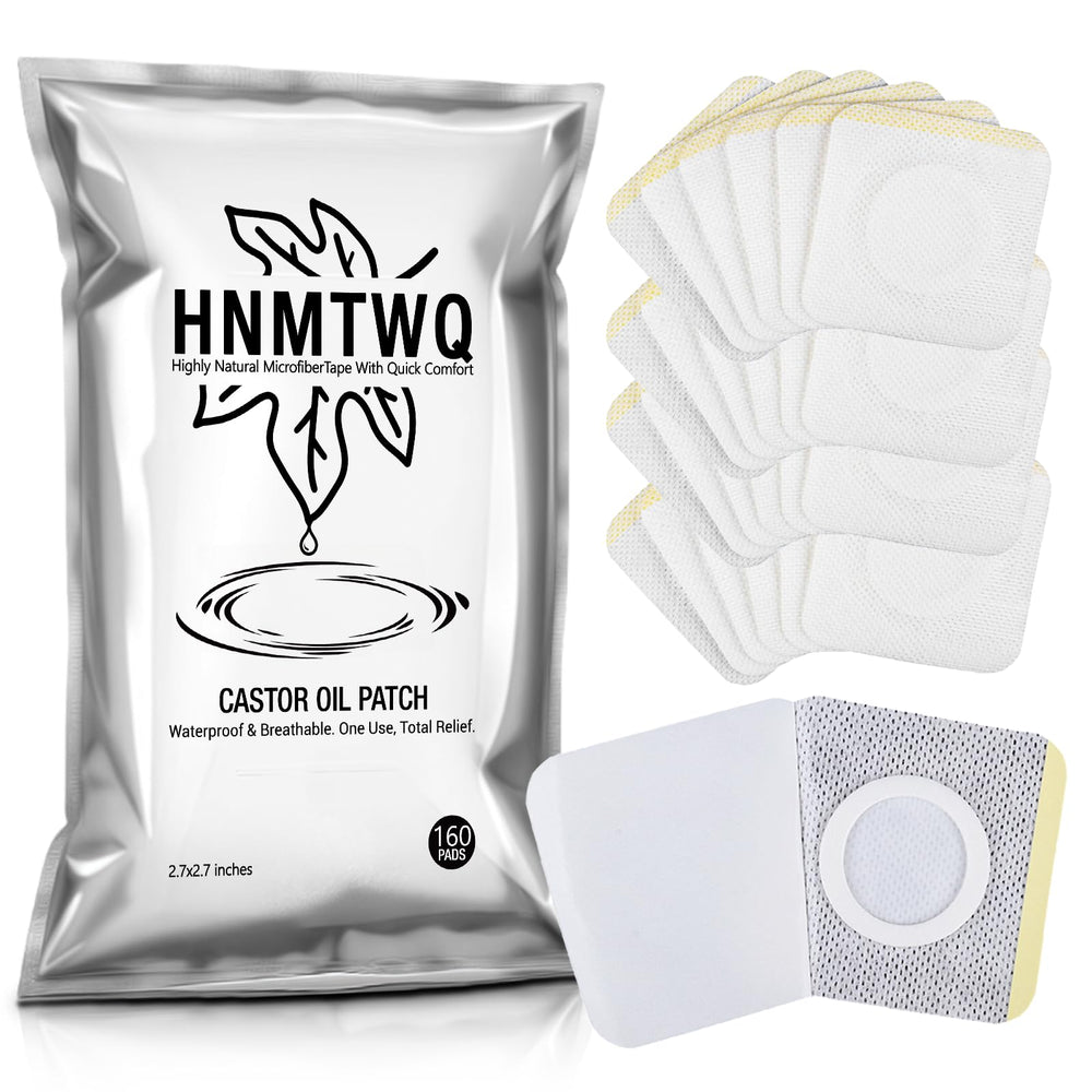 HNMTWQ castor oil patches 160-pack for mess-free belly button use.