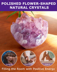 HoHpHq amethyst flower-shape crystal enhances chakra balance and visual appeal