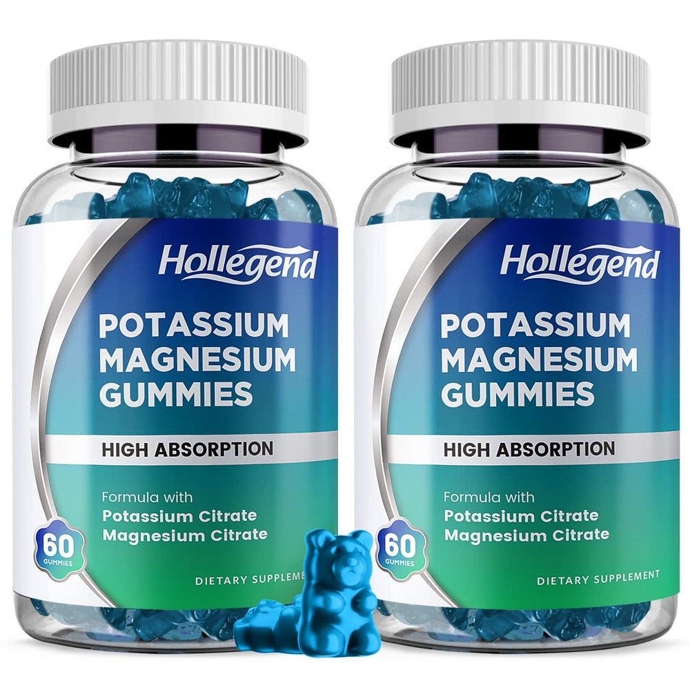 HOLLEGEND potassium magnesium gummies blueberry bottle for easy daily mineral support.