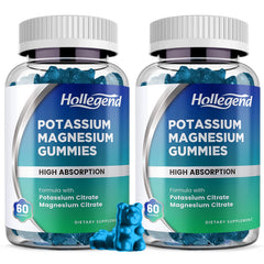 HOLLEGEND potassium magnesium gummies blueberry bottle for easy daily mineral support.