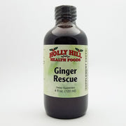 Holly Hill Ginger Rescue Syrup bottle highlights convenient 4 oz packaging for easy daily use.