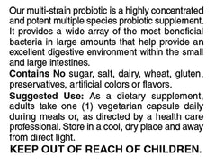 Holly Hill Health Foods Suprema Dophilus capsules closeup showing vegetarian capsules and potency.