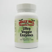 Holly Hill Ultra Veggie Enzymes bottle with capsules supporting digestion.