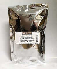Home Brewing Supplies glucoamylase enzyme powder in a 1 lb bag for saccharification after mashing.