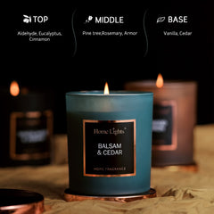 Home Lights cedar-vanilla heart-notes close-up for a cozy mood.