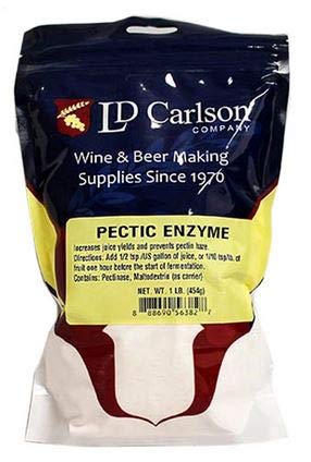 The Homebrew Shop pectic enzyme powder label prevents haze and globs in fermentations.