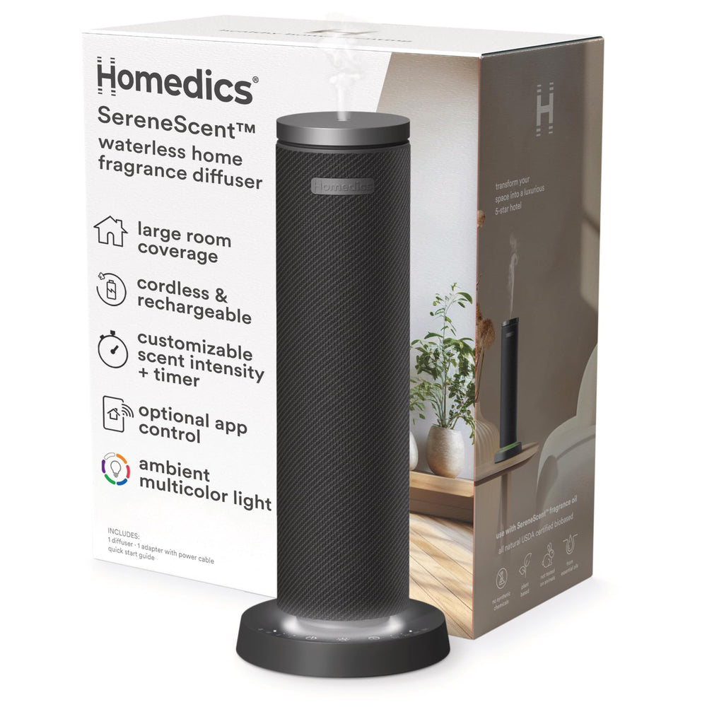Homedics SereneScent fabric diffuser front view for larger room fragrance.