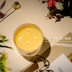Home Lights elegant jar design enhances decor while candle burns.