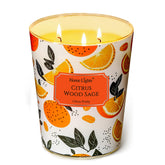 HomeLights large 34oz jar with Citrus Wood Sage aroma for inviting spaces.