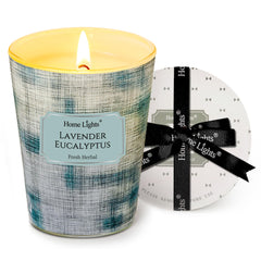 Home Lights lavender-eucalyptus soy candle in a jar for long-lasting home fragrance