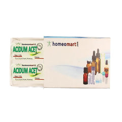 HomeoMart Acidum Aceticum 200C pellets in two-vial pack for convenient home use.