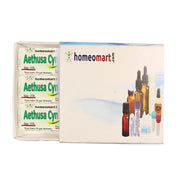 HomeoMart Aethusa Cynapium pellets in glass vial for on-the-go use.