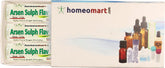 HomeoMart arsenicum-sulphur-flavum pellets in glass vials for portability.