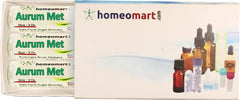 Homeomart Aurum Met pellets in a glass vial for on-the-go use.