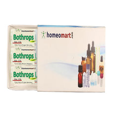 HomeoMart Bothrops Lanceolatus pellets bottle for portable on-the-go use.