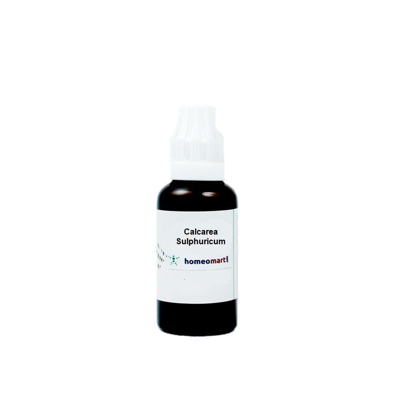 HomeoMart Calcarea Sulphuricum 200C bottle with dropper for convenient dosing.